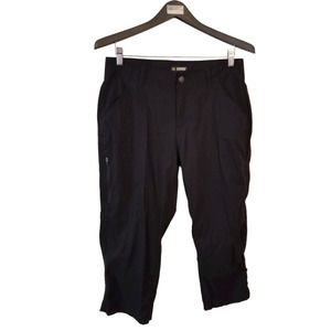 Khombu black Capri Women's Pants Pockets Cropped Utility Size 32 in Inseam 20 in